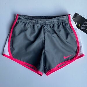 Nike Youth Girls Dri-FIT Shorts NWT Gray Athletic Tempo Size M Pink Trim New